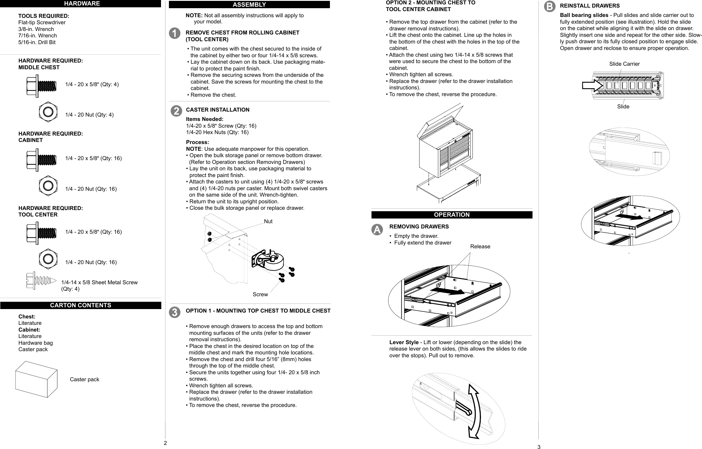 Page 2 of 5 - Craftsman Craftsman-26-In-Wide-3-Drawer-Standard-Duty-Ball-Bearing-Rolling-Cabinet-Red-Use-And-Care-Manual-  Craftsman-26-in-wide-3-drawer-standard-duty-ball-bearing-rolling-cabinet-red-use-and-care-manual
