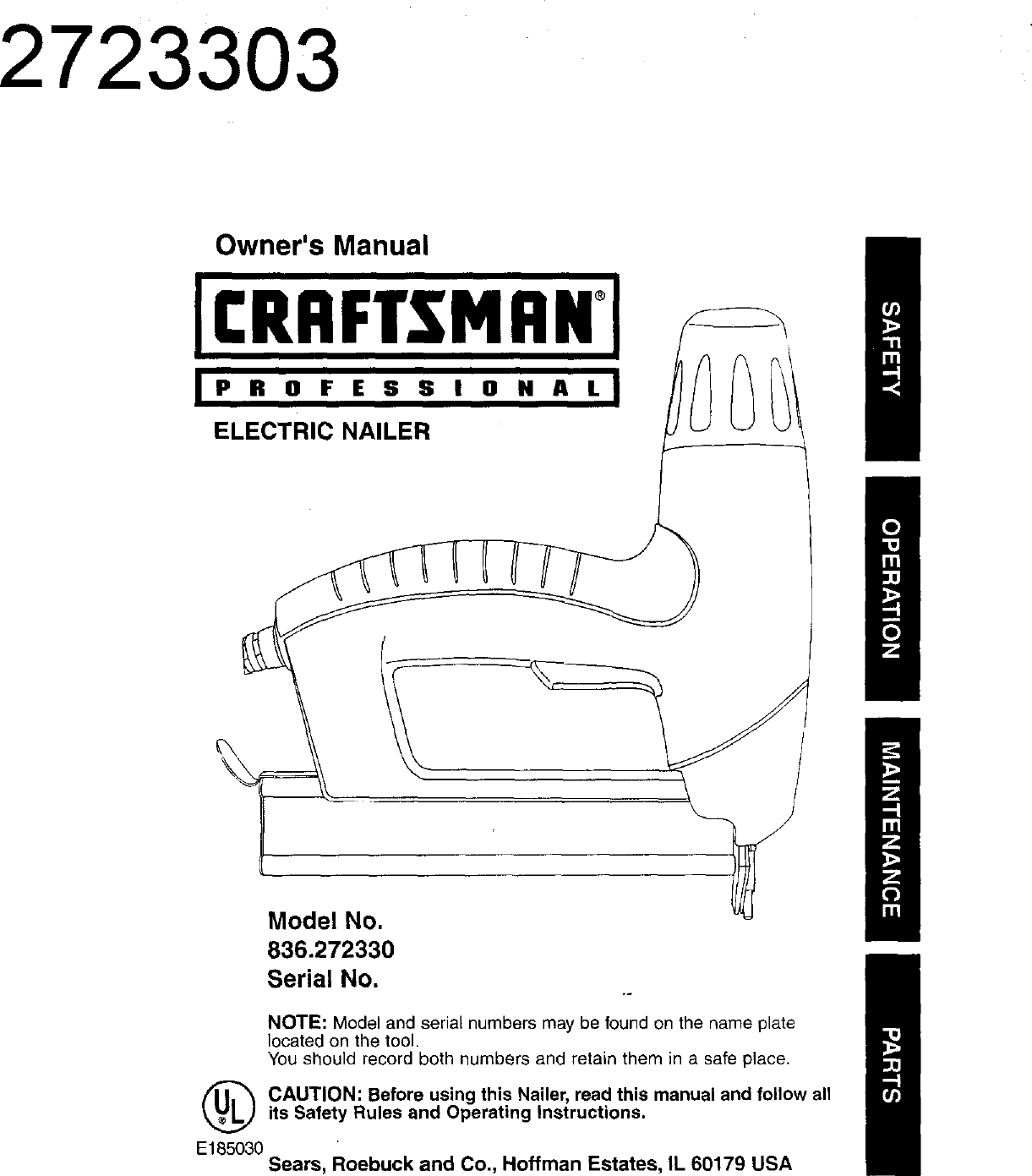 Page 1 of 12 - Craftsman Craftsman-2723303-836-27233-Users-Manual-  Craftsman-2723303-836-27233-users-manual