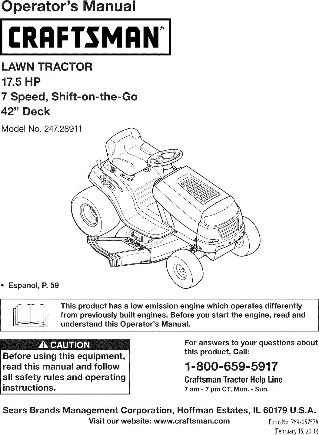 Craftsman 28911 Operators Manual