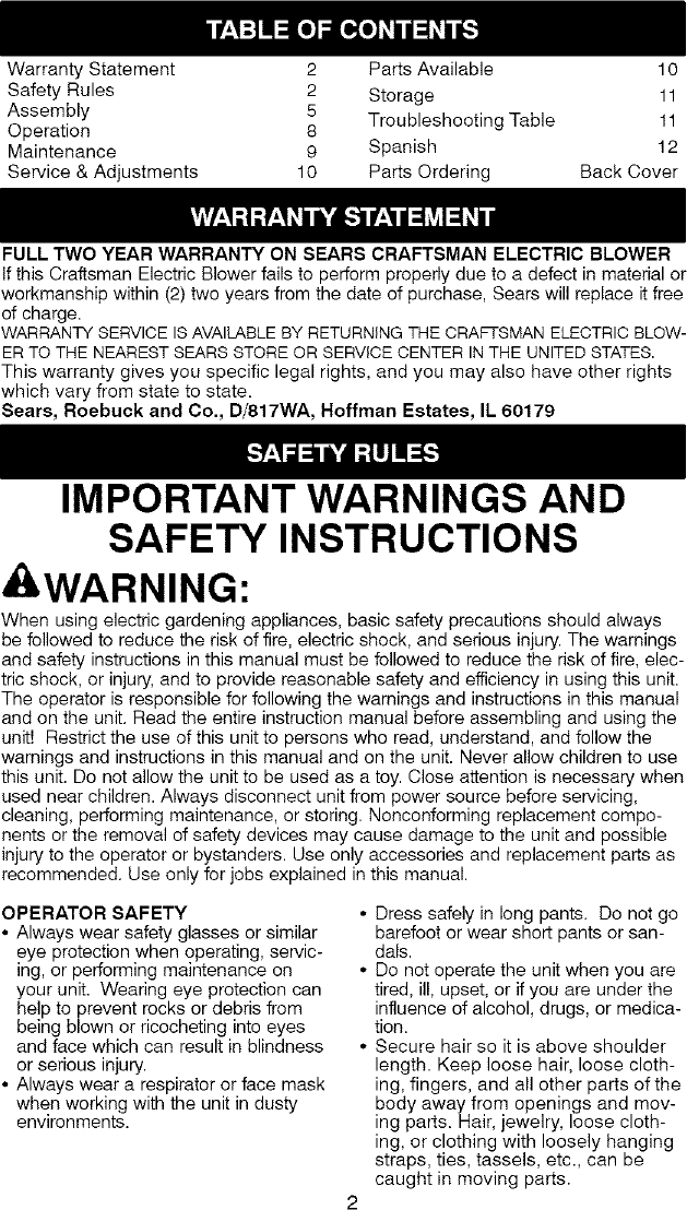 Page 2 of 11 - Craftsman Craftsman-358-74824-Users-Manual-  Craftsman-358-74824-users-manual