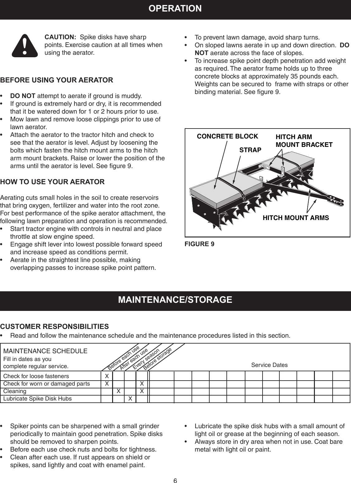 Page 6 of 8 - Craftsman Craftsman-36-In-Spike-Aerator-Owners-Manual-  Craftsman-36-in-spike-aerator-owners-manual