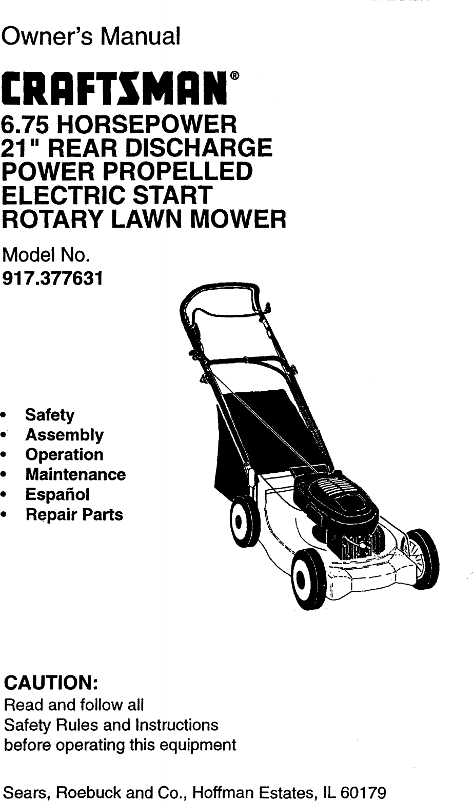 Craftsman 37763 Owners Manual