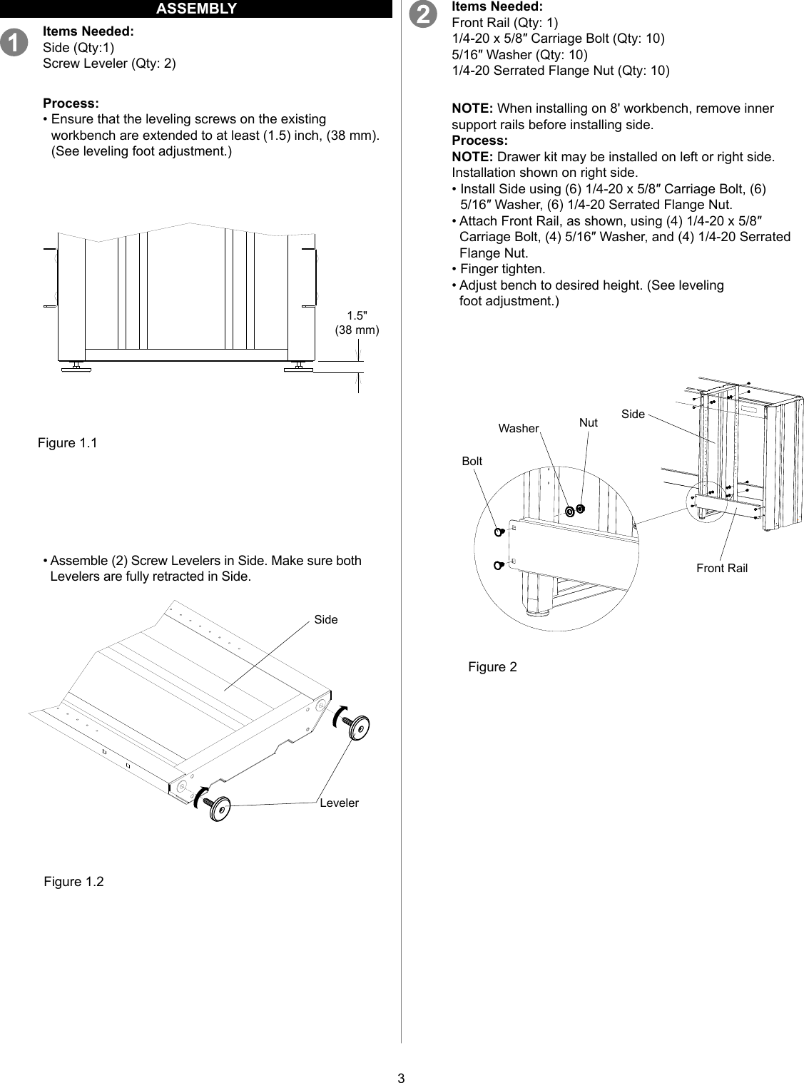 Page 3 of 12 - Craftsman Craftsman-3-Drawer-Workbench-Module-Red-Black-Instruction-Manual-  Craftsman-3-drawer-workbench-module-red-black-instruction-manual