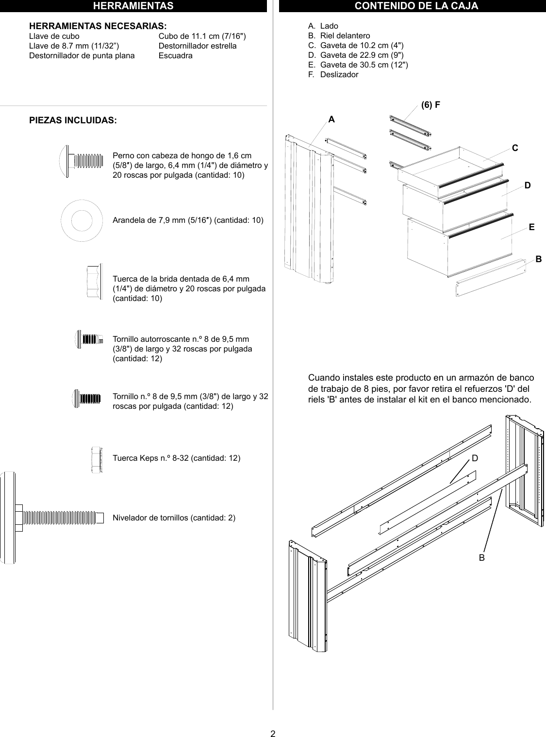 Page 8 of 12 - Craftsman Craftsman-3-Drawer-Workbench-Module-Red-Black-Instruction-Manual-  Craftsman-3-drawer-workbench-module-red-black-instruction-manual