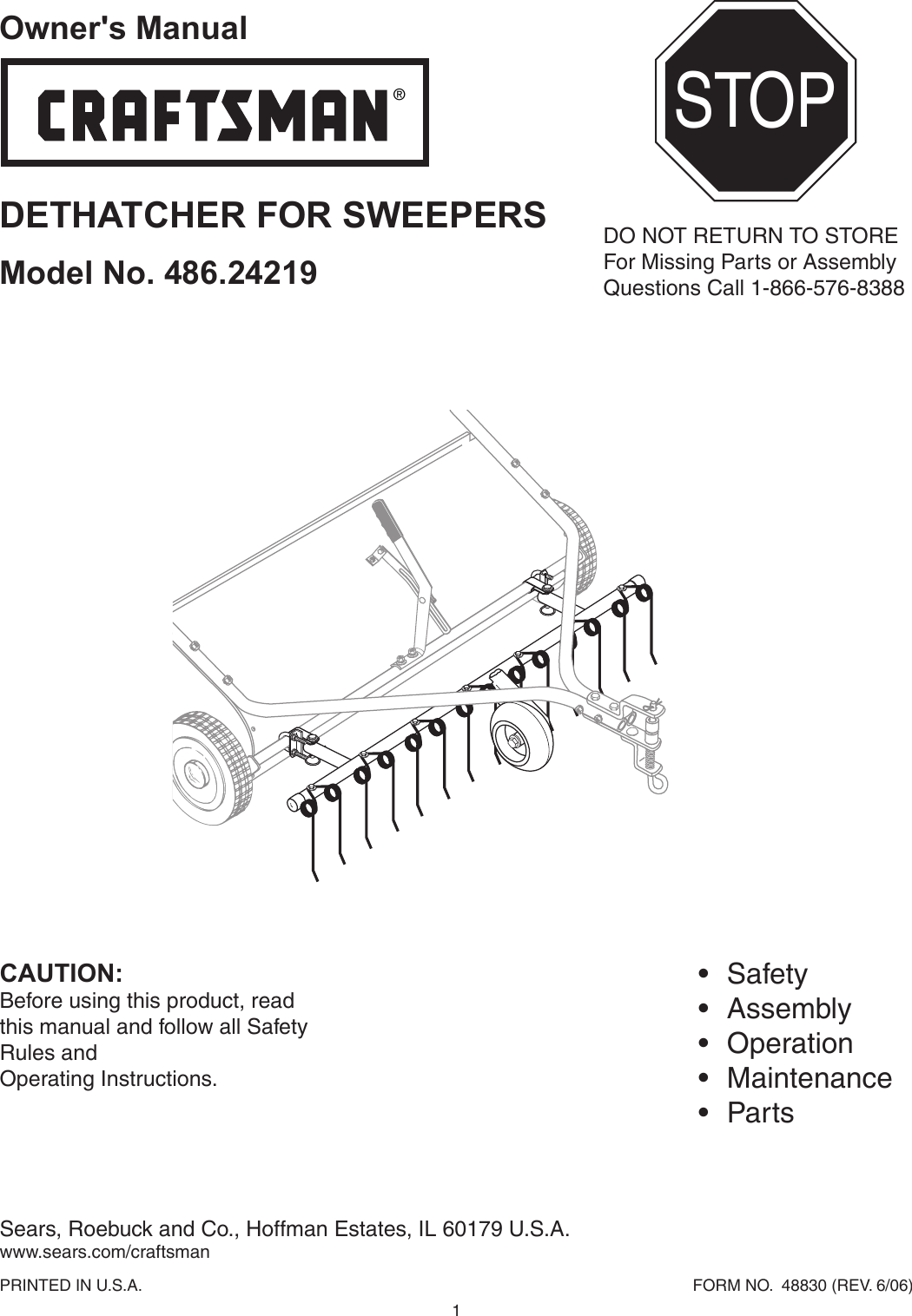 Page 1 of 8 - Craftsman Craftsman-486-24219-Users-Manual-  Craftsman-486-24219-users-manual