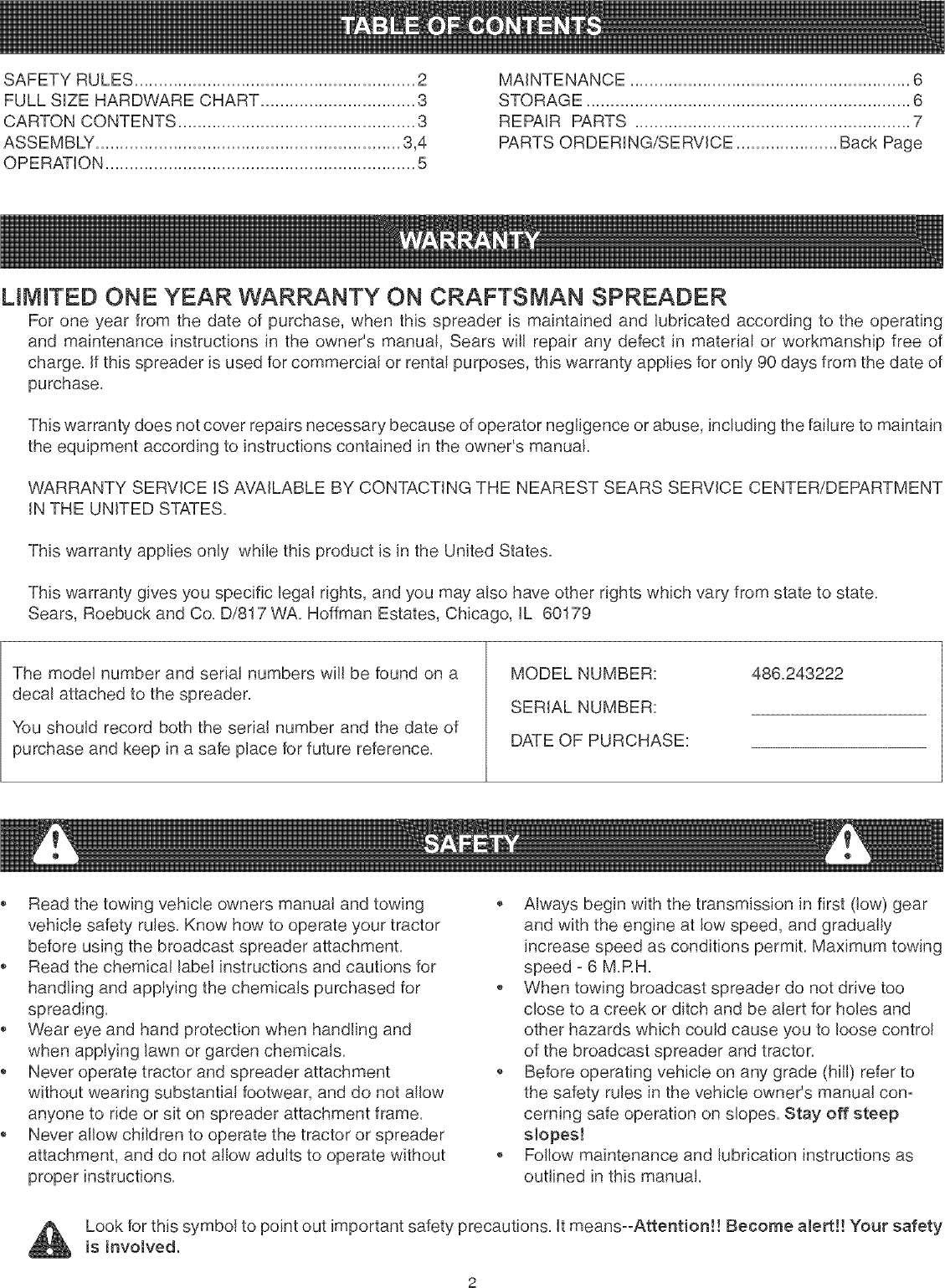 Page 2 of 8 - Craftsman Craftsman-486-243222-Users-Manual-  Craftsman-486-243222-users-manual
