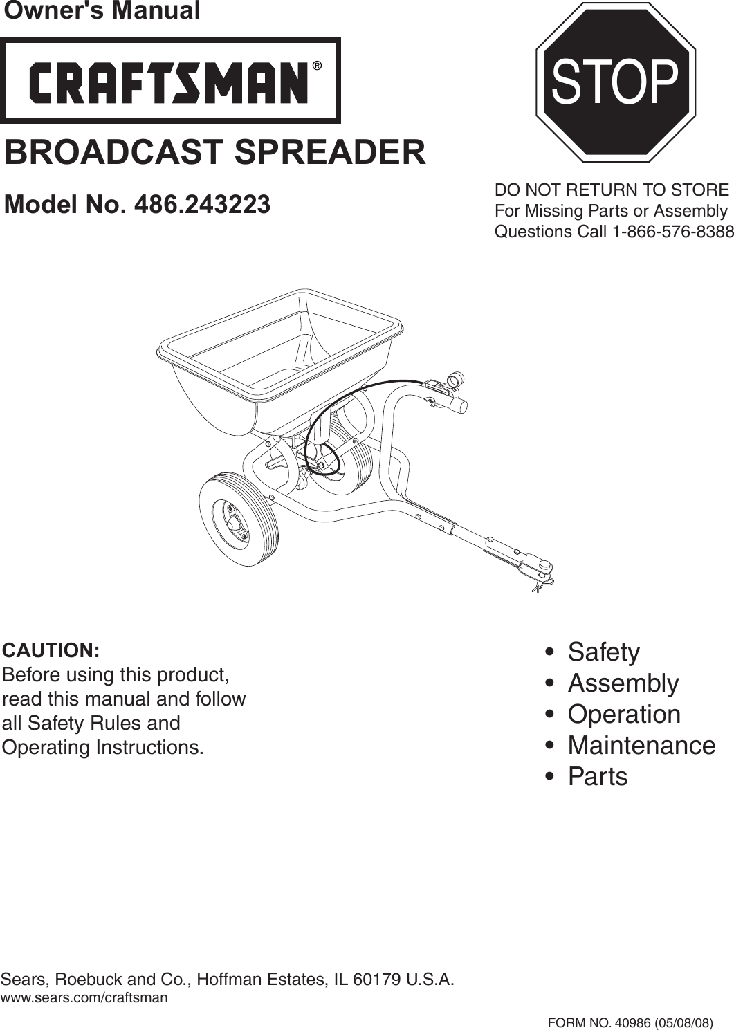 Page 1 of 8 - Craftsman Craftsman-486-243223-Users-Manual-  Craftsman-486-243223-users-manual