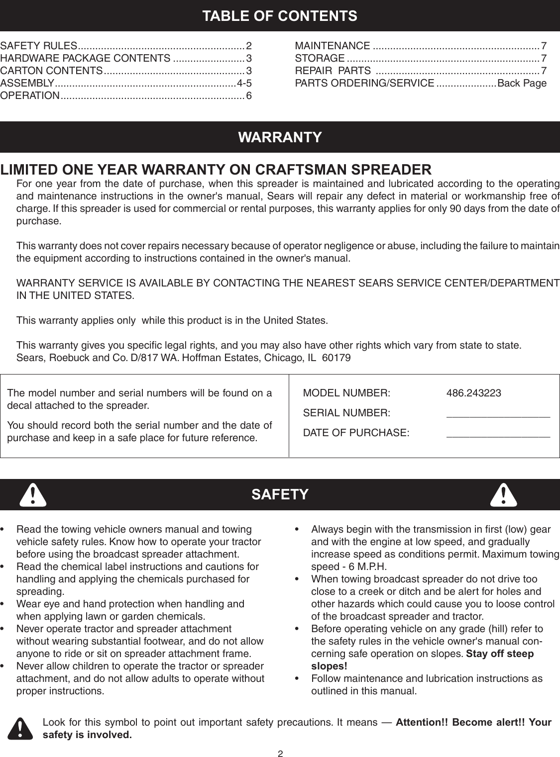 Page 2 of 8 - Craftsman Craftsman-486-243223-Users-Manual-  Craftsman-486-243223-users-manual