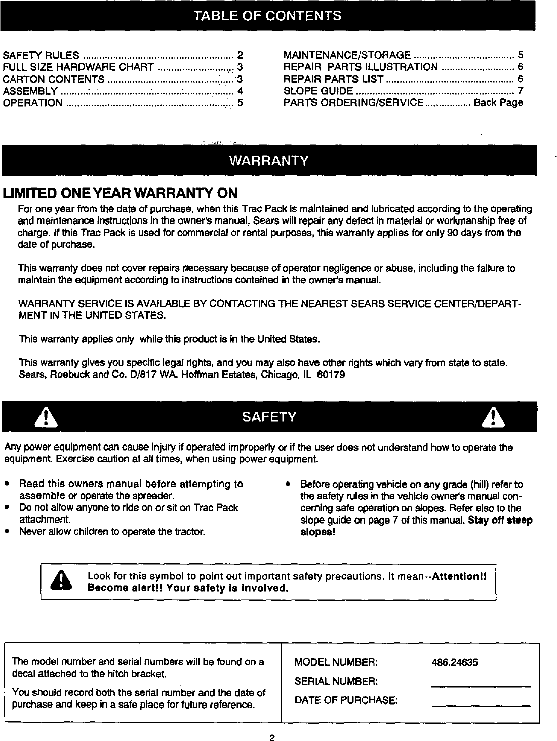 Page 2 of 8 - Craftsman Craftsman-486-24635-Owners-Manual- Craftsman-486-24635-owners-manual
