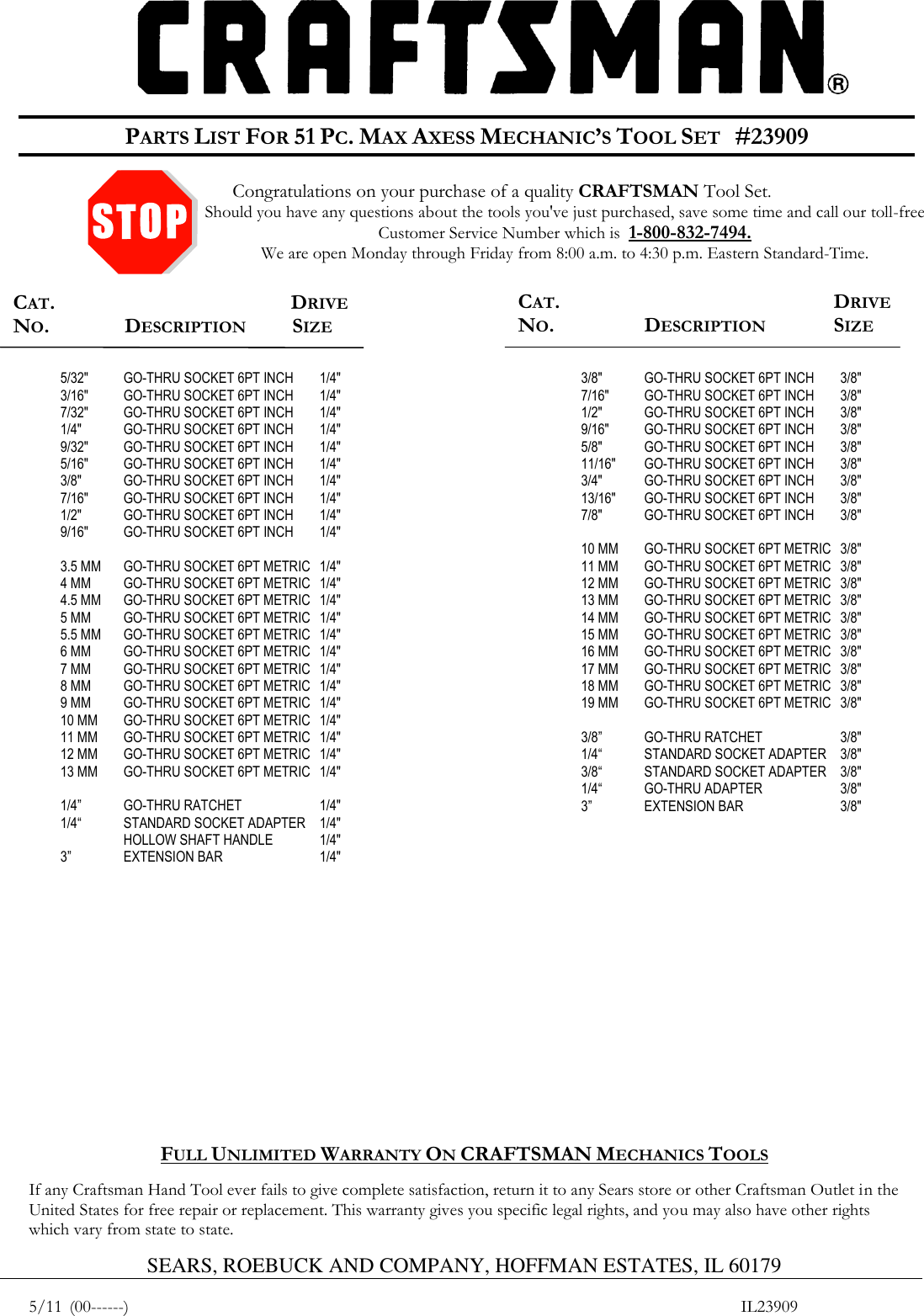 Page 1 of 1 - Craftsman Craftsman-51-Piece-Max-Axess-Chrome-Plated-Alloy-Steel-Mechanics-Tool-Set-Parts-List-  Craftsman-51-piece-max-axess-chrome-plated-alloy-steel-mechanics-tool-set-parts-list