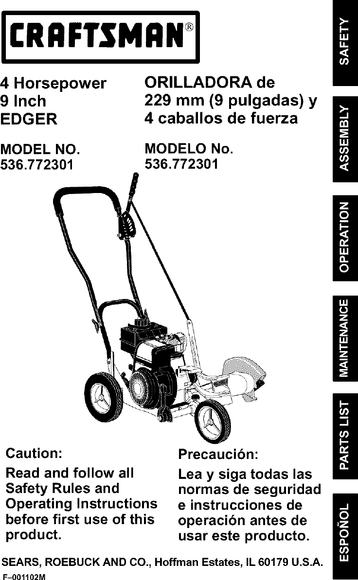 Craftsman 536 772301 Users Manual