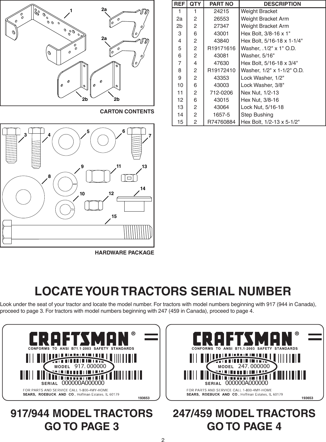 Page 2 of 8 - Craftsman Craftsman-55-Lb-Tractor-Wheel-Weight-Owners-Manual-  Craftsman-55-lb-tractor-wheel-weight-owners-manual