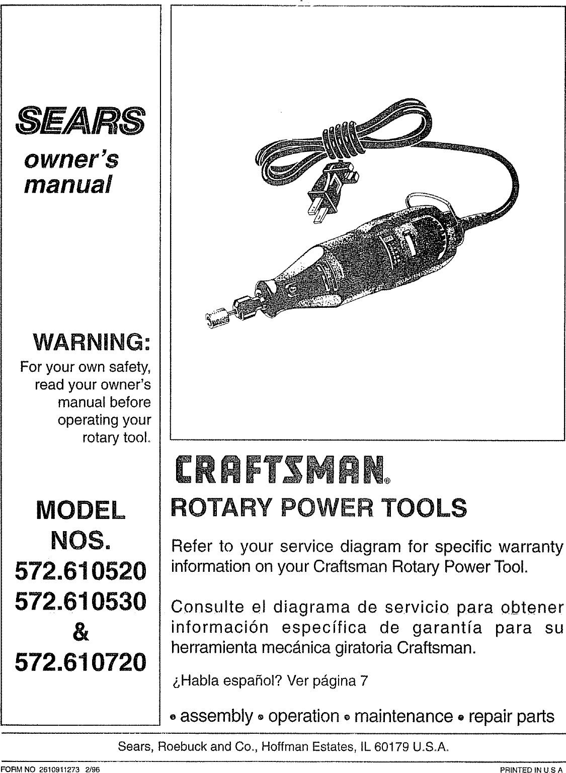 Page 1 of 12 - Craftsman Craftsman-572-61072-Owners-Manual-  Craftsman-572-61072-owners-manual