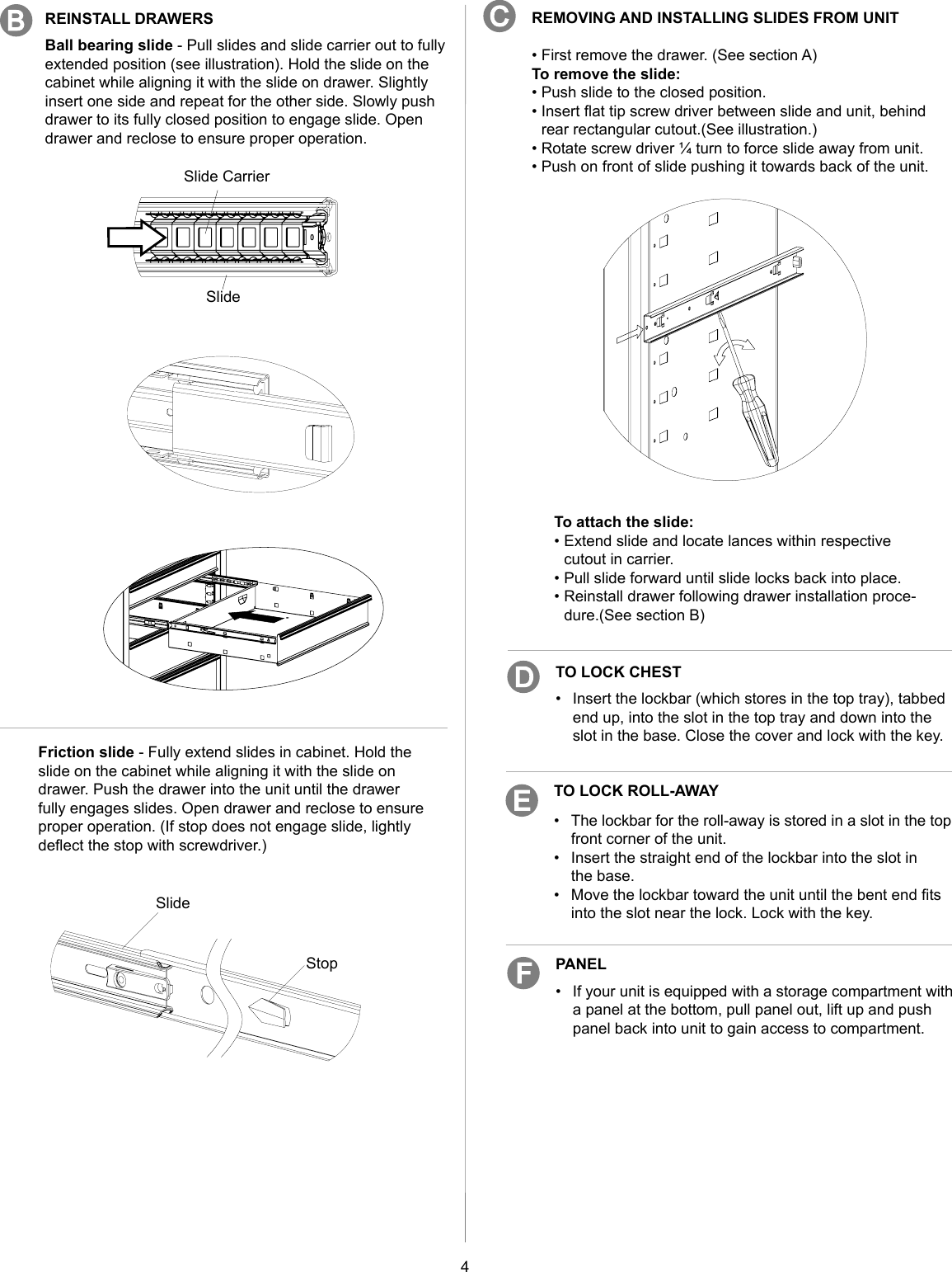 Page 4 of 8 - Craftsman Craftsman-5-Drawer-Standard-Duty-Ball-Bearing-Tool-Center-Black-Use-And-Care-Manual-  Craftsman-5-drawer-standard-duty-ball-bearing-tool-center-black-use-and-care-manual