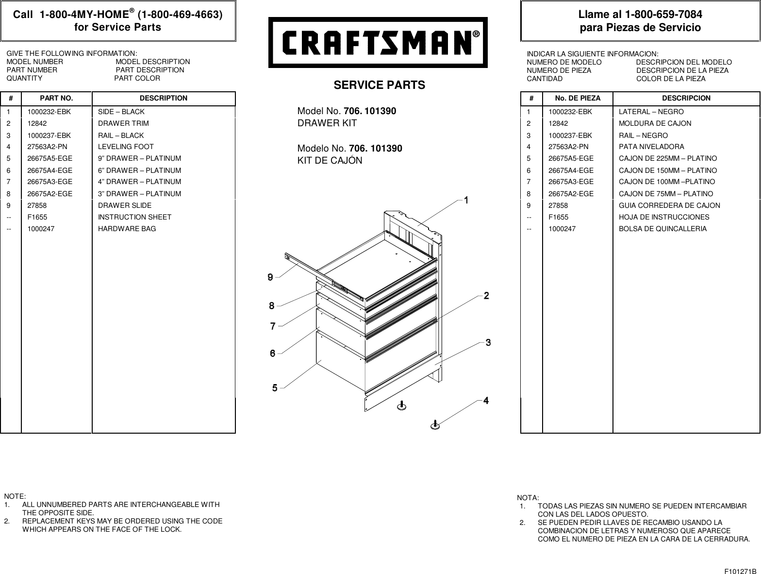 Page 1 of 1 - Craftsman Craftsman-5-Drawer-Workbench-Module-Black-Platinum-Instruction-Manual-  Craftsman-5-drawer-workbench-module-black-platinum-instruction-manual