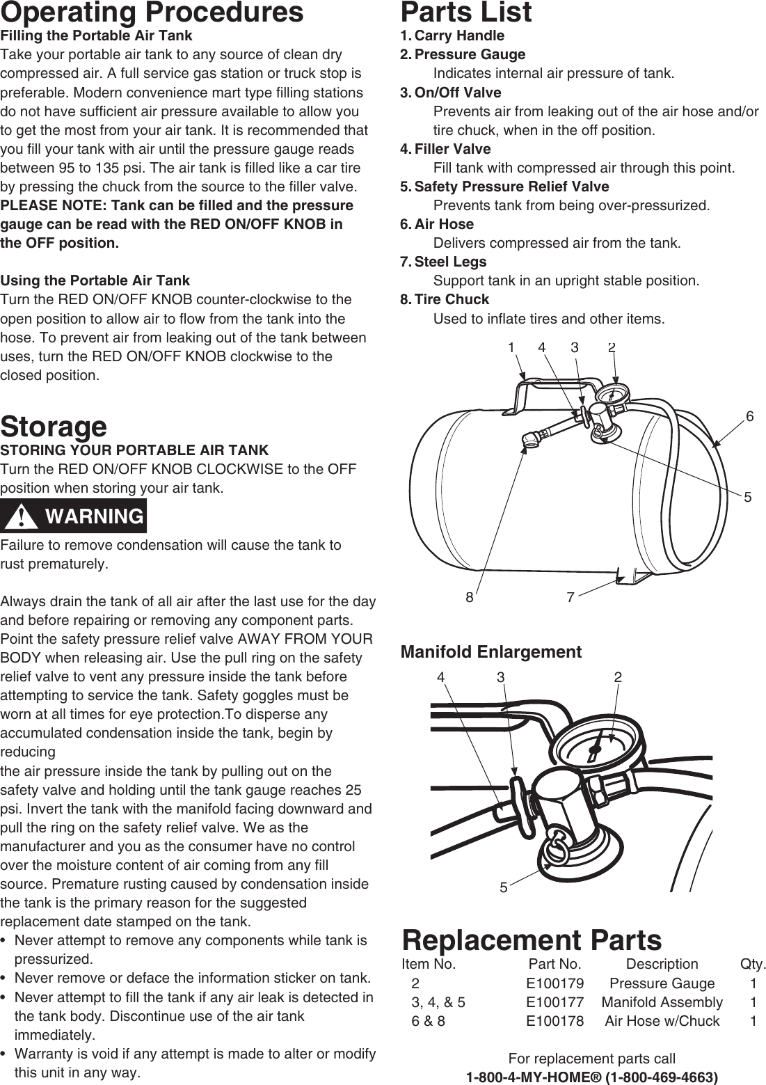 Page 2 of 2 - Craftsman Craftsman-5-Gallon-135-Psi-Horizontal-Air-Tank-Owners-Manual- 15200 Manual  Craftsman-5-gallon-135-psi-horizontal-air-tank-owners-manual