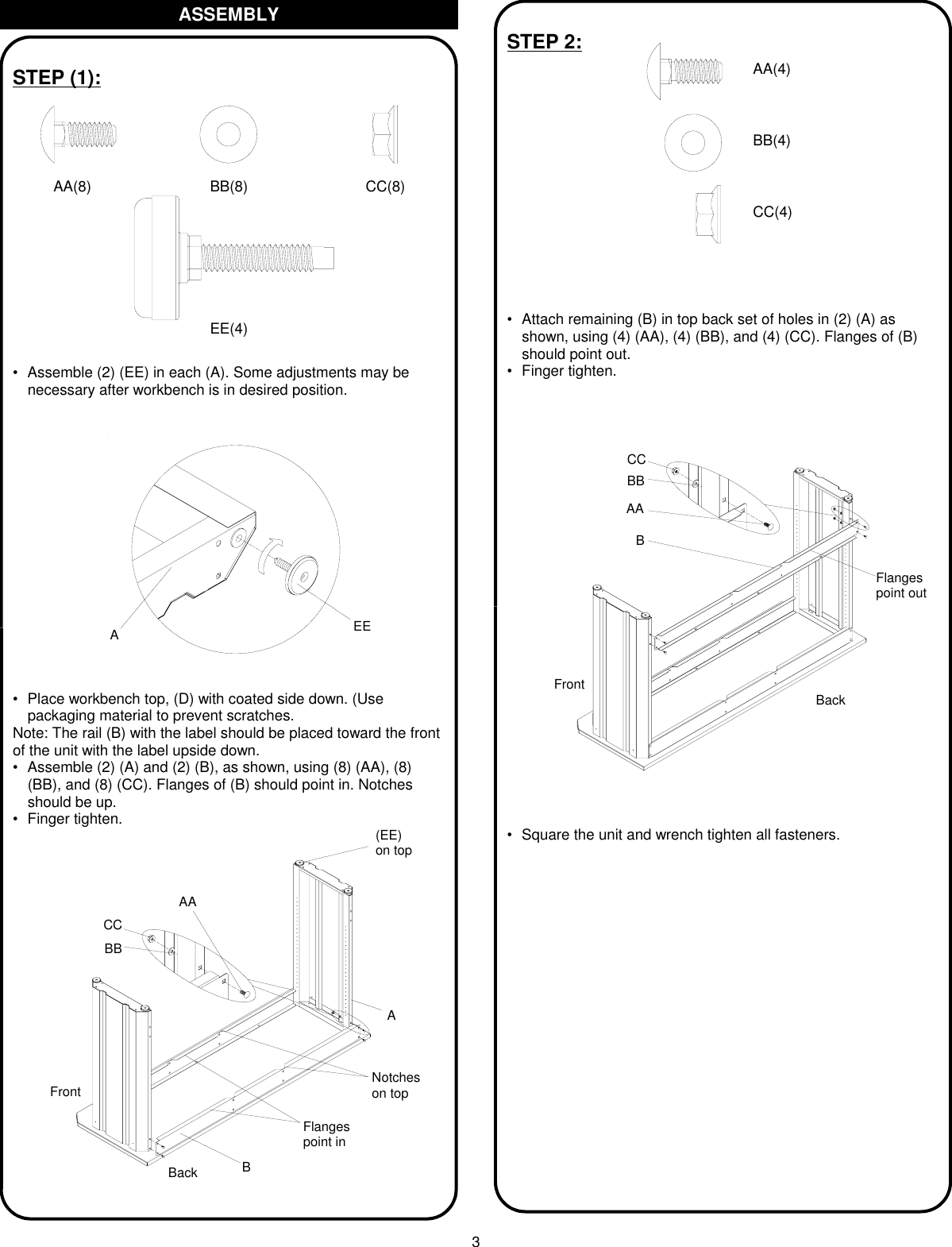 Page 3 of 8 - Craftsman Craftsman-6-Workbench-Black-Use-And-Care-Manual- H  Craftsman-6-workbench-black-use-and-care-manual