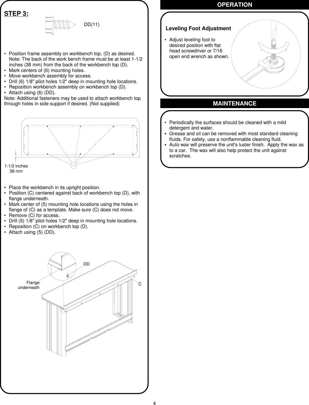 Page 4 of 8 - Craftsman Craftsman-6-Workbench-Black-Use-And-Care-Manual- H  Craftsman-6-workbench-black-use-and-care-manual