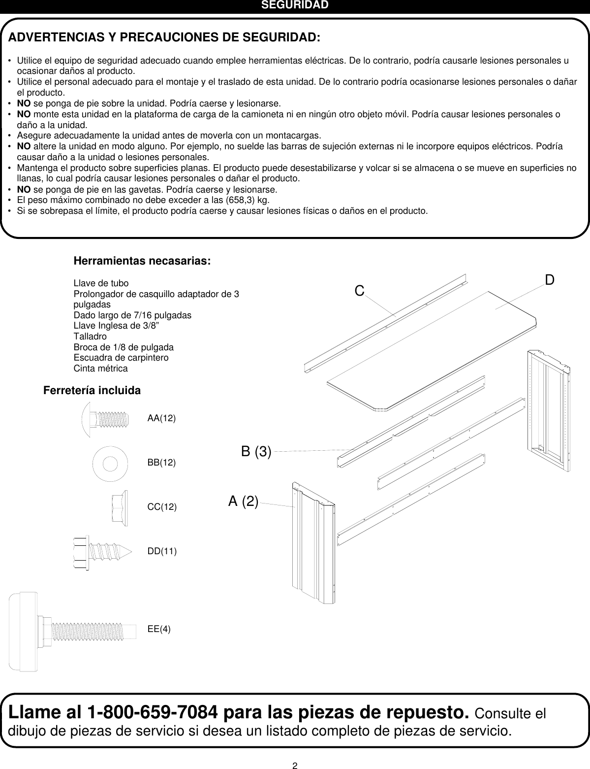 Page 6 of 8 - Craftsman Craftsman-6-Workbench-Black-Use-And-Care-Manual- H  Craftsman-6-workbench-black-use-and-care-manual