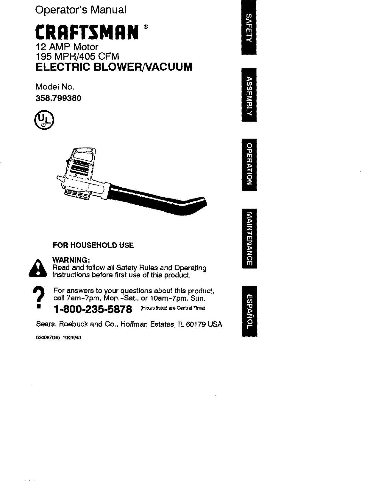 Page 1 of 10 - Craftsman Craftsman-79938-Operators-Manual-  Craftsman-79938-operators-manual