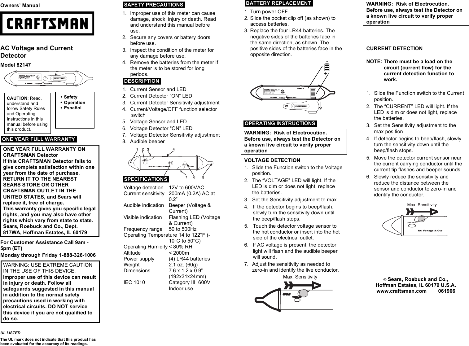 Page 1 of 1 - Craftsman Craftsman-82147-Users-Manual 82147 (DVA30)
