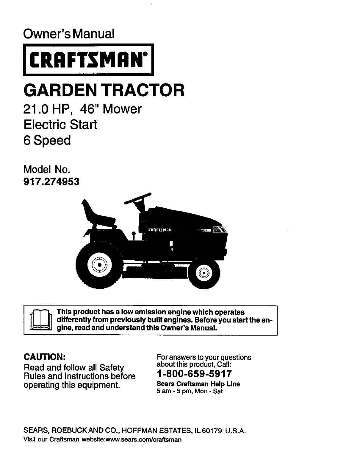 Craftsman 917 274953 Users Manual