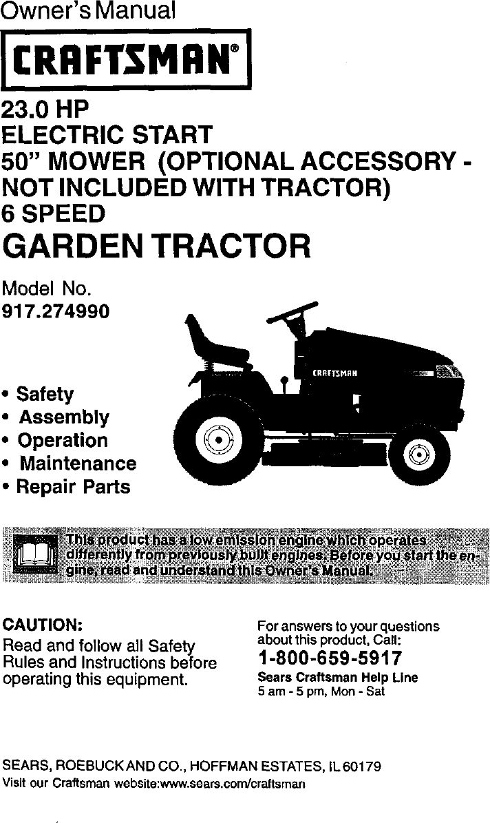 Craftsman 917 27499 Users Manual