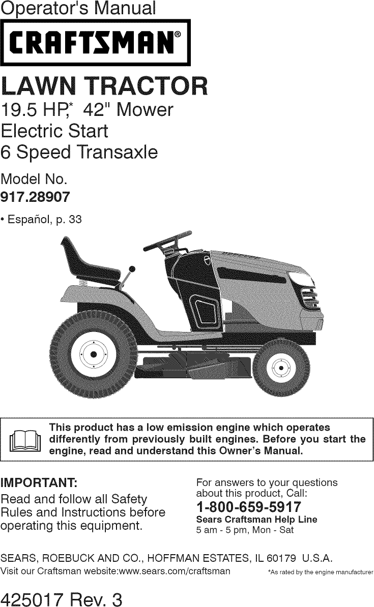 Craftsman 917 289072 Operators Manual