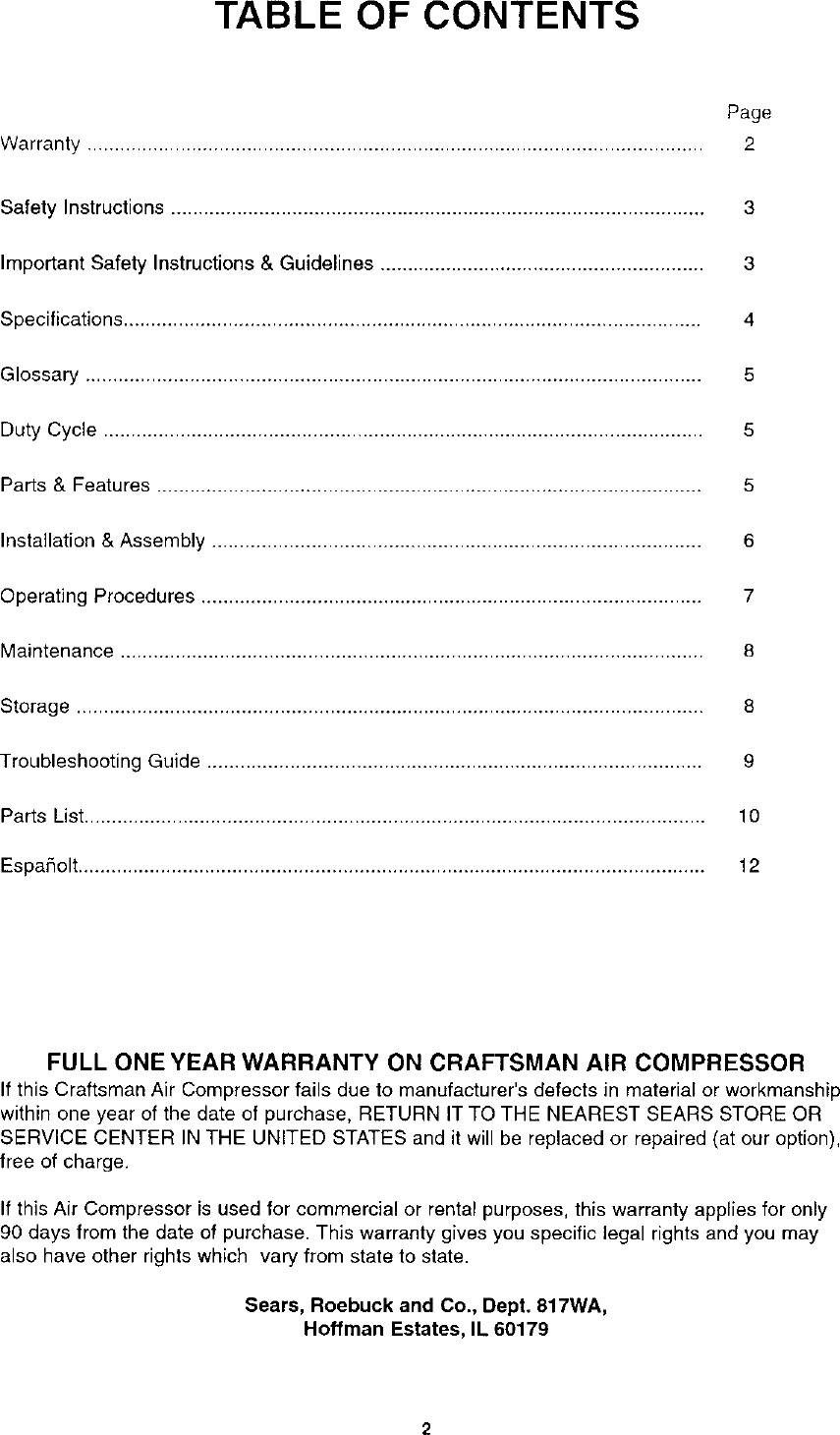 Page 2 of 11 - Craftsman Craftsman-921-1521-Users-Manual-  Craftsman-921-1521-users-manual