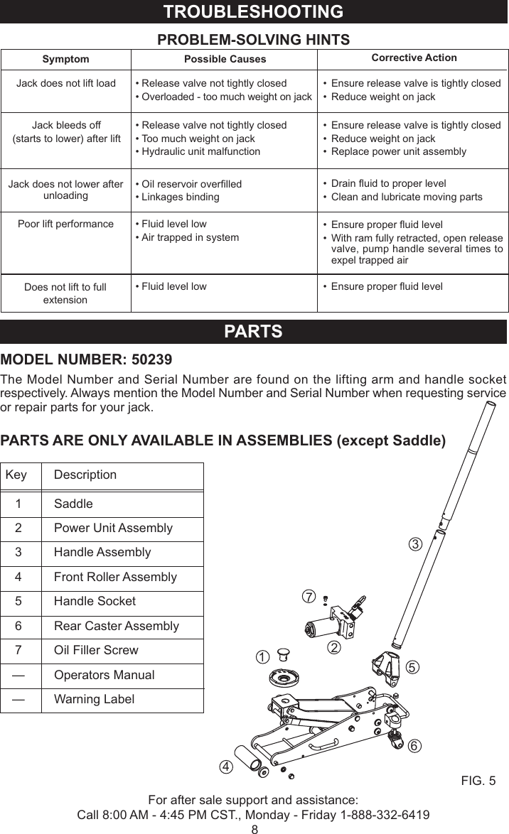 Page 8 of 9 - Craftsman Craftsman-950239-2-Ton-Capacity-Users-Manual- 50239 (G620) Manual 2007.pmd  Craftsman-950239-2-ton-capacity-users-manual
