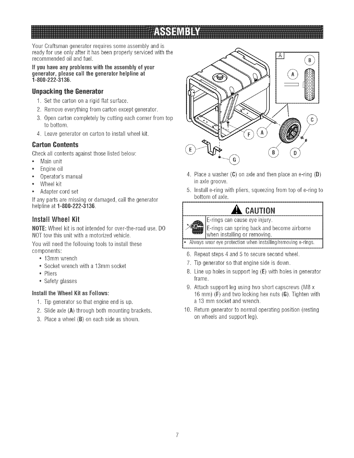 Craftsman Ac Generator 5600 Watt 580 32561 Operators Manual