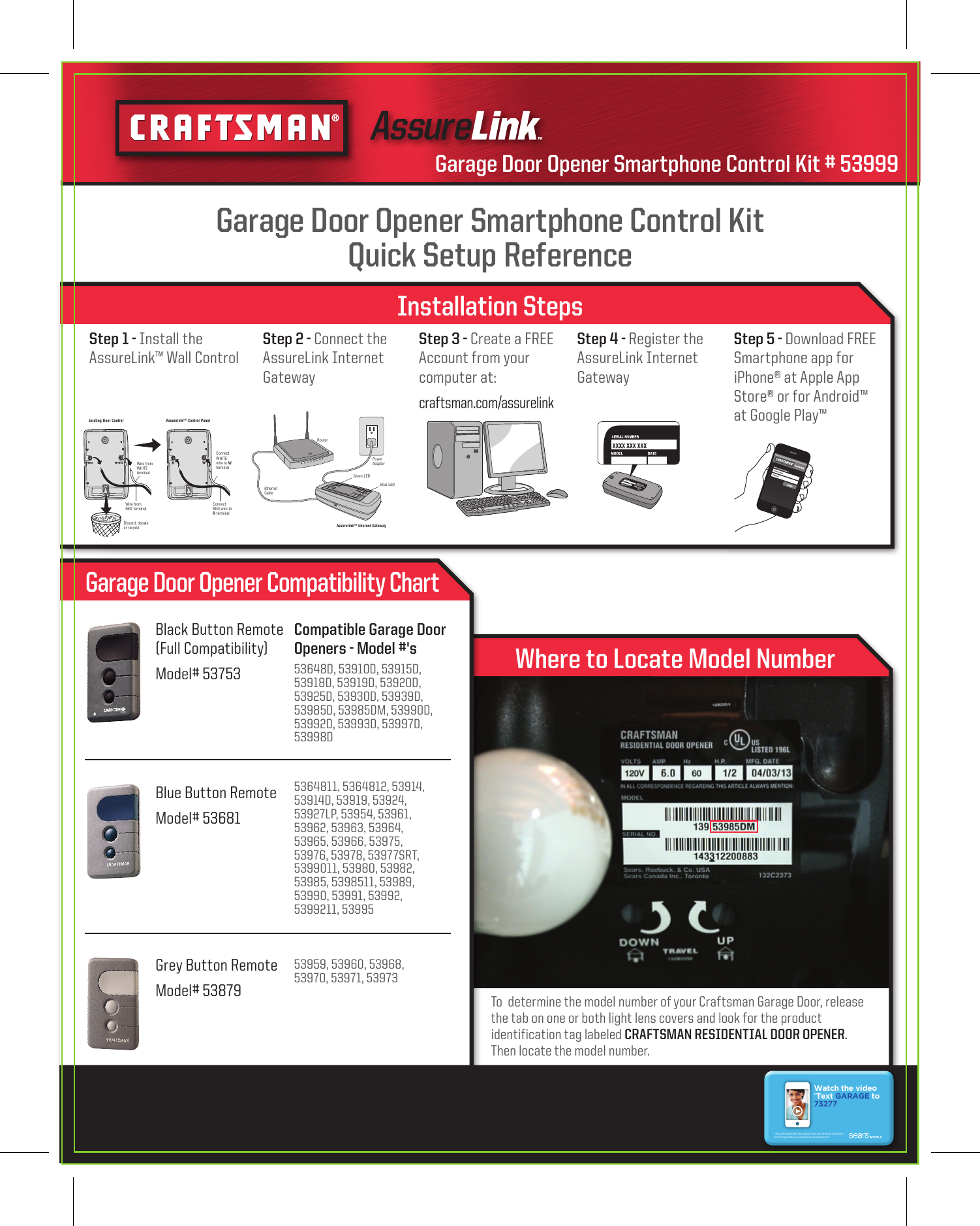 Page 4 of 4 - Craftsman Craftsman-Assure-Link-Garage-Door-Opener-Smartphone-Control-Kit-No-Service-Fees-Free-App--Compatibility-List- SEA2517 Firecracker Sell Sheet B_5  Craftsman-assure-link-garage-door-opener-smartphone-control-kit-no-service-fees-free-app--compatibility-list