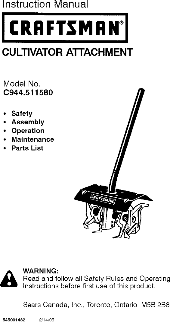 Page 1 of 9 - Craftsman Craftsman-C944-511580-Operators-Manual-  Craftsman-c944-511580-operators-manual