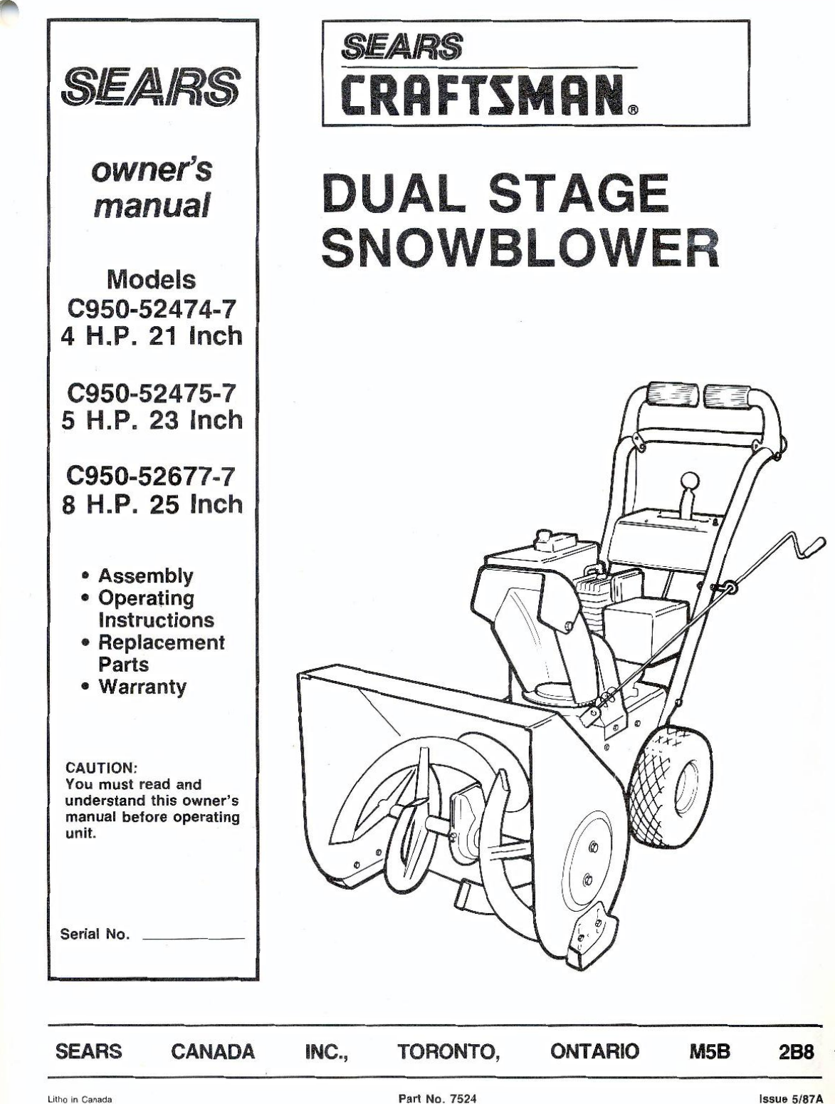 craftsman sears 8hp 25" c950-52677 Snowblowers carburetor carb 