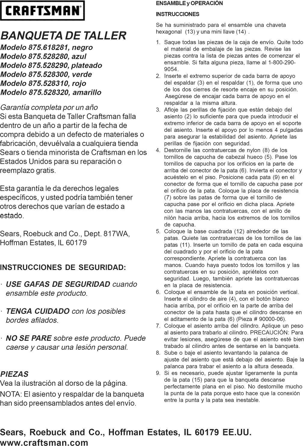 Page 3 of 5 - Craftsman Craftsman-Chrome-Vinyl-Hydraulic-Hydraulic-Stool-Owners-Manual-  Craftsman-chrome-vinyl-hydraulic-hydraulic-stool-owners-manual