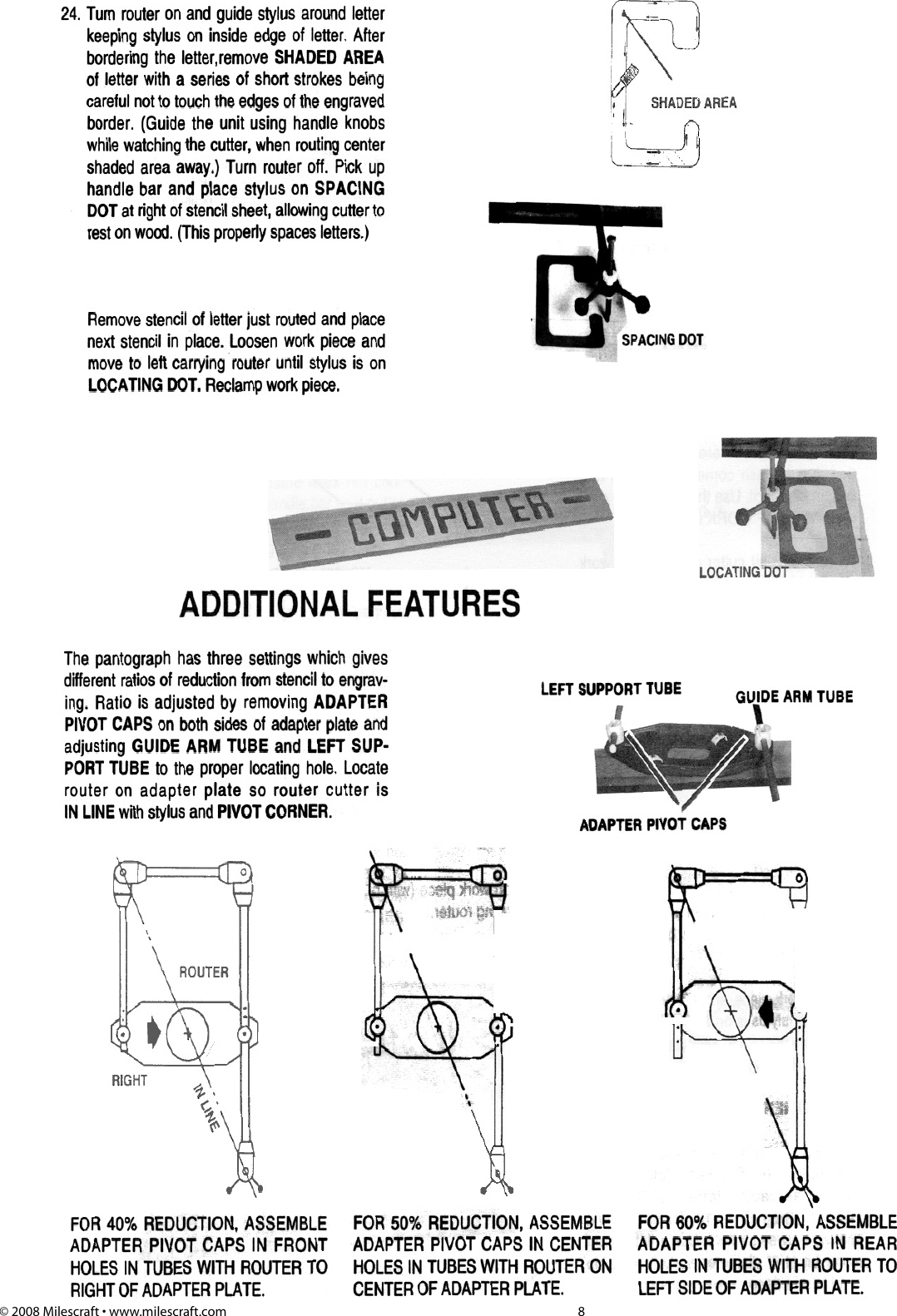 Page 8 of 10 - Craftsman Craftsman-Deluxe-Router-Pantograph-Owners-Manual- To Milescraft Manual  Craftsman-deluxe-router-pantograph-owners-manual