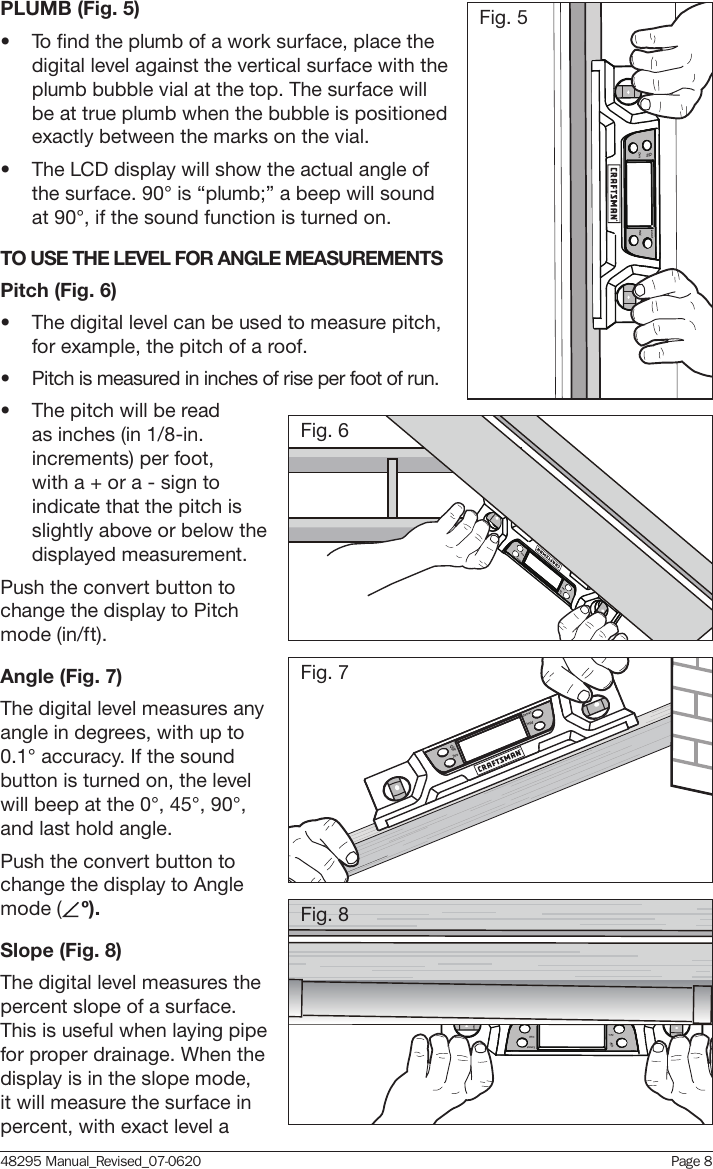 Page 8 of 12 - Craftsman Craftsman-Digital-Torpedo-Level-Owners-Manual-  Craftsman-digital-torpedo-level-owners-manual