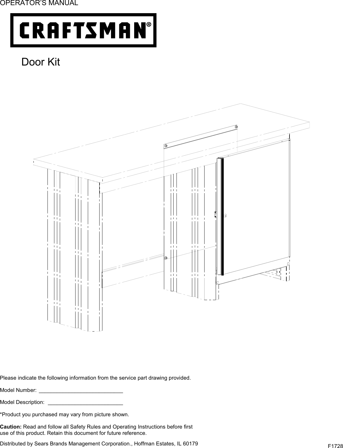 Craftsman Door Kit Instruction Manual