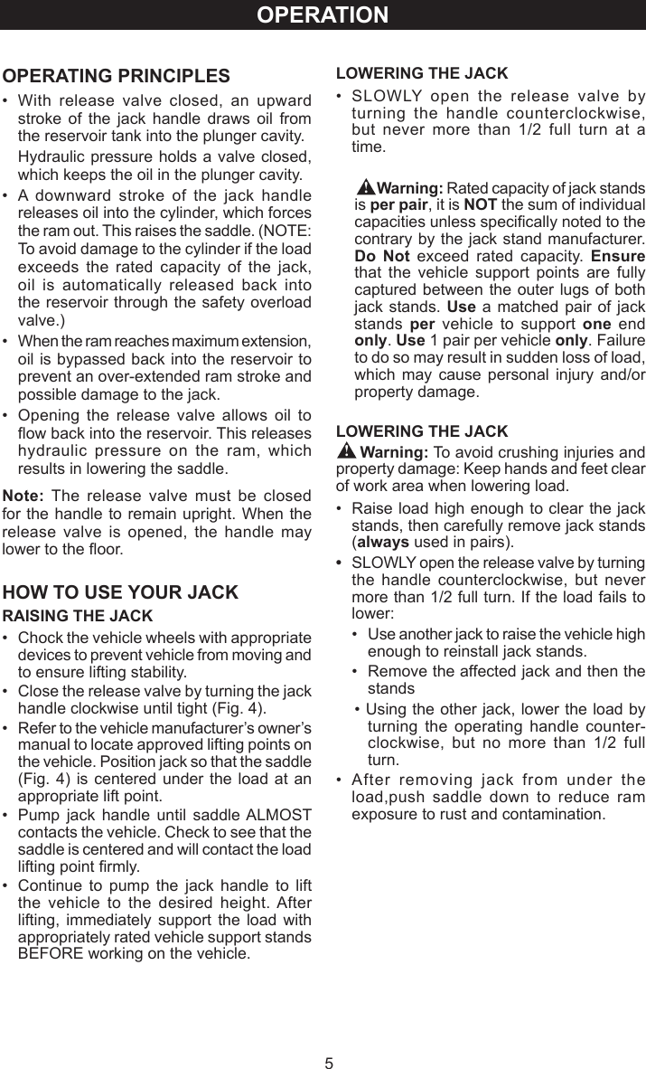 Page 5 of 8 - Craftsman Craftsman-Floor-Jack-50156-Users-Manual- 50156-M0  Craftsman-floor-jack-50156-users-manual