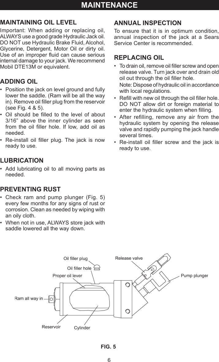 Page 6 of 8 - Craftsman Craftsman-Floor-Jack-50156-Users-Manual- 50156-M0  Craftsman-floor-jack-50156-users-manual