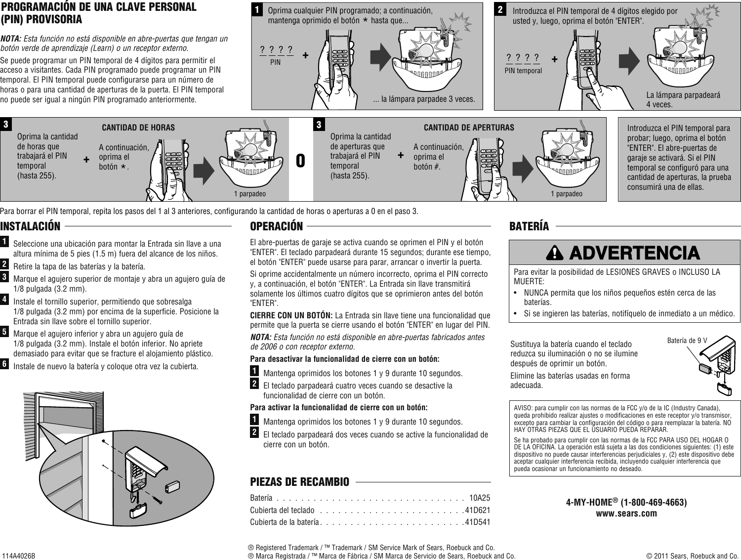 Page 4 of 4 - Craftsman Craftsman-Garage-Door-Opener-Wireless-Keyless-Entry-Pad-Owners-Manual-  Craftsman-garage-door-opener-wireless-keyless-entry-pad-owners-manual