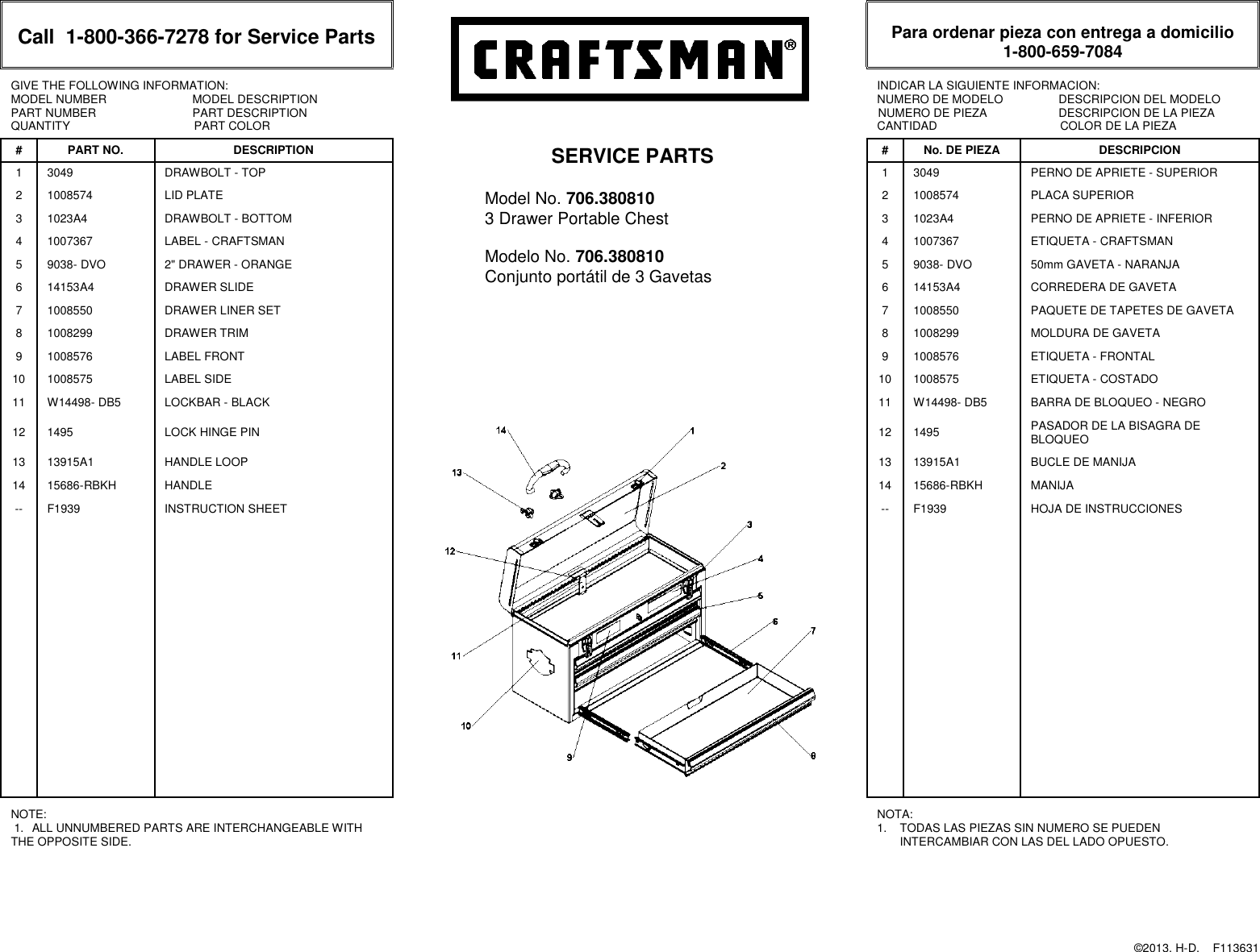 Page 1 of 1 - Craftsman Craftsman-Harley-Davidson-Portable-Chest-Service-Parts-  Craftsman-harley-davidson-portable-chest-service-parts