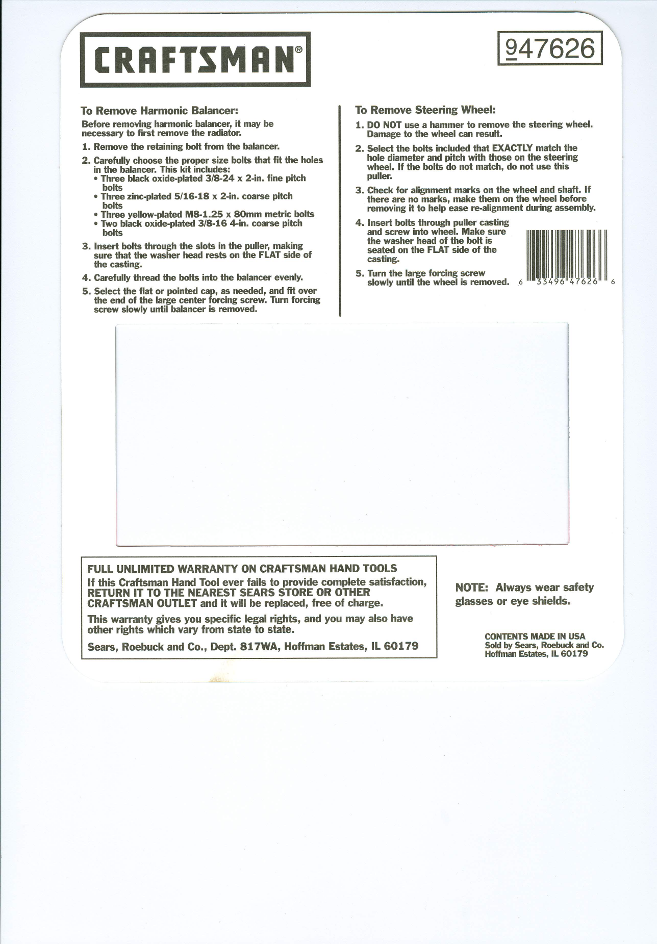 Page 1 of 1 - Craftsman Craftsman-Harmonic-Balancer-Puller-Owners-Manual-  Craftsman-harmonic-balancer-puller-owners-manual