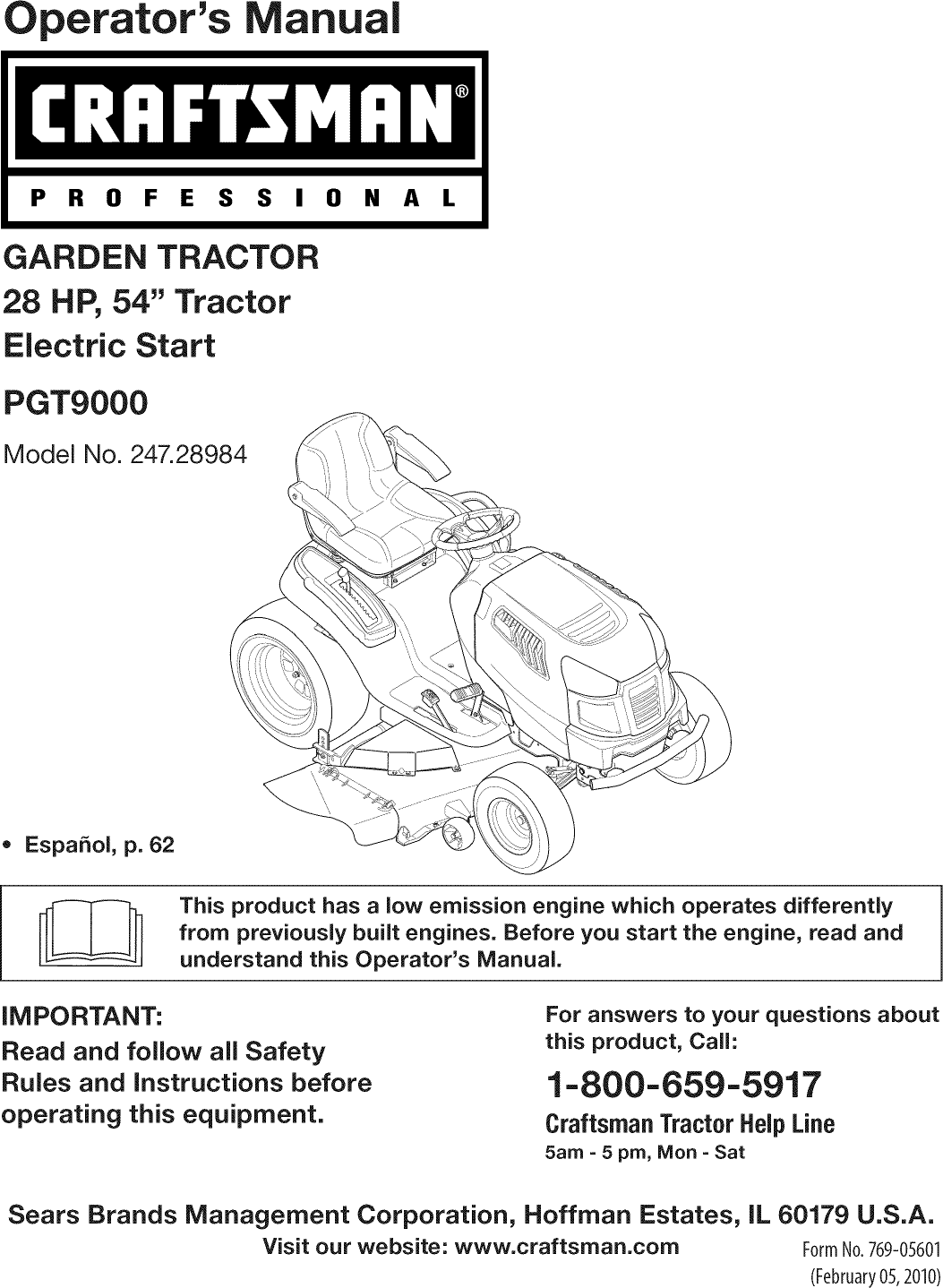 Craftsman Pgt9000 Operators Manual