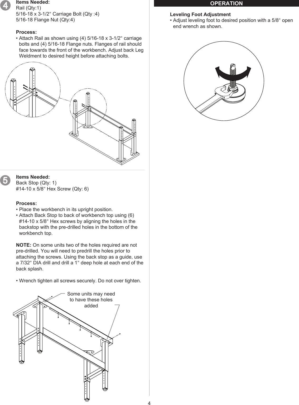Page 4 of 10 - Craftsman Craftsman-Premium-Heavy-Duty-6-Ft-Workbench-With-Butcher-Block-Top-Instruction-Manual-  Craftsman-premium-heavy-duty-6-ft-workbench-with-butcher-block-top-instruction-manual