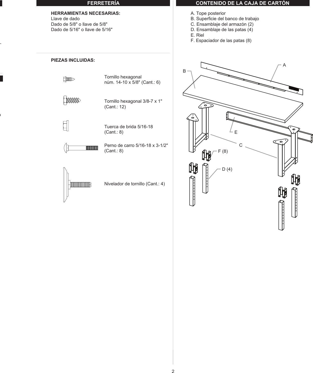 Page 7 of 10 - Craftsman Craftsman-Premium-Heavy-Duty-6-Ft-Workbench-With-Butcher-Block-Top-Instruction-Manual-  Craftsman-premium-heavy-duty-6-ft-workbench-with-butcher-block-top-instruction-manual