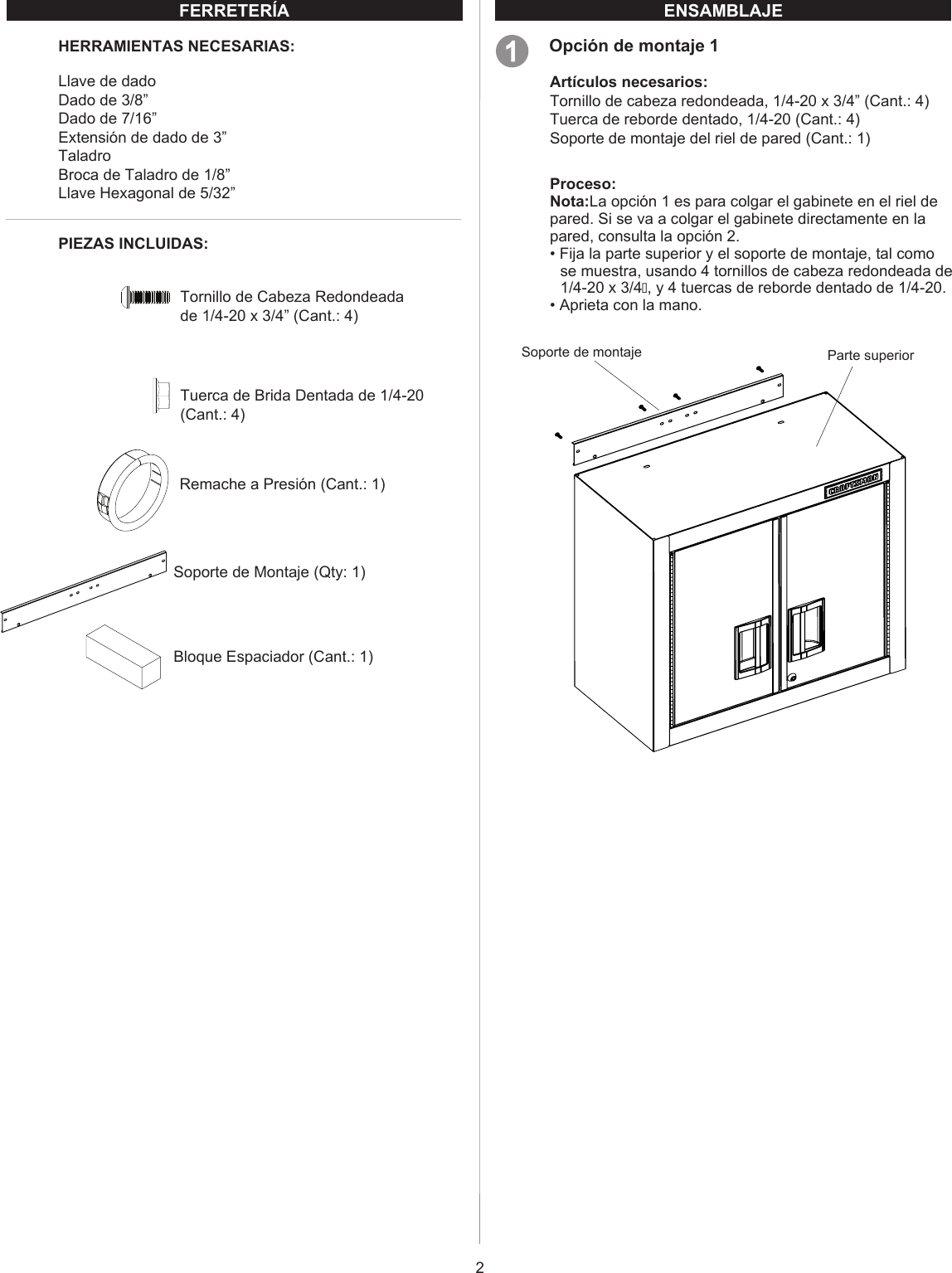 Page 6 of 8 - Craftsman Craftsman-Premium-Heavy-Duty-Hanging-Wall-Cabinet-Use-And-Care-Manual-  Craftsman-premium-heavy-duty-hanging-wall-cabinet-use-and-care-manual