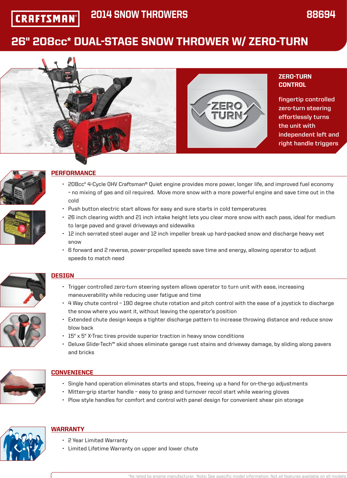 Page 1 of 1 - Craftsman Craftsman-Quiet-208Cc-Dual-Stage-Snowblower-Specifications-  Craftsman-quiet-208cc-dual-stage-snowblower-specifications