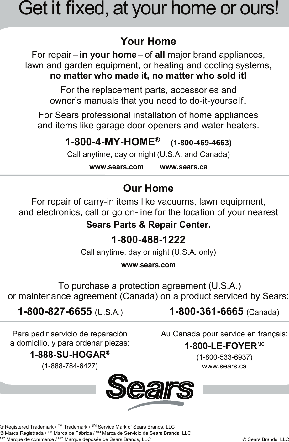 Page 12 of 12 - Craftsman Craftsman-Snow-Cab-486-24276-Users-Manual- 49952  Craftsman-snow-cab-486-24276-users-manual