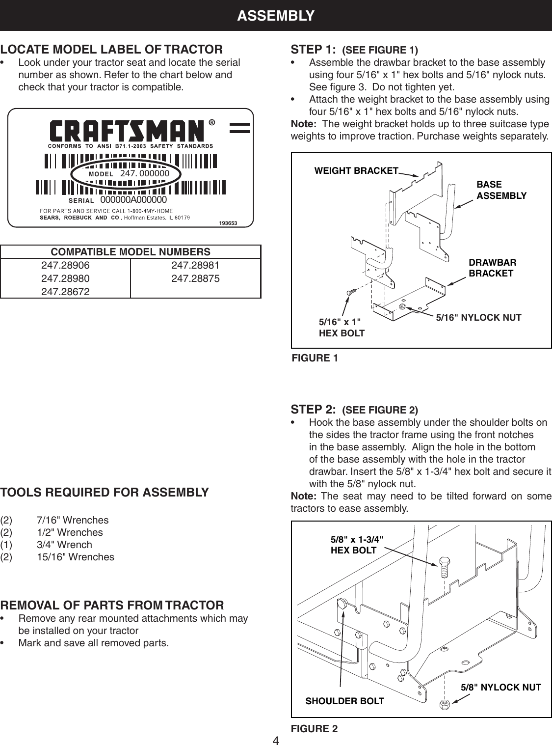 Page 4 of 8 - Craftsman Craftsman-Snow-Cab-For-Tractors-Source-247-Owners-Manual-  Craftsman-snow-cab-for-tractors-source-247-owners-manual